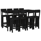 7 Piece Garden Bar Set Black Solid Wood Pine