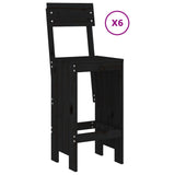 7 Piece Garden Bar Set Black Solid Wood Pine