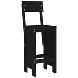 7 Piece Garden Bar Set Black Solid Wood Pine