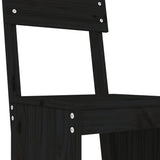 7 Piece Garden Bar Set Black Solid Wood Pine