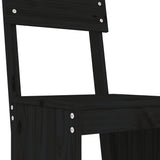 7 Piece Garden Bar Set Black Solid Wood Pine - 45-Degree Angle
