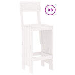 9 Piece Garden Bar Set White Solid Wood Pine