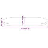 Table Top 80x40x2.5 cm Solid Wood Pine Oval - Low Angle
