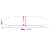 Table Top 90x45x2.5 cm Solid Wood Pine Oval - Low Angle
