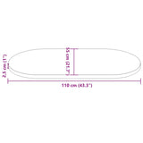 Table Top 110x55x2.5 cm Solid Wood Pine Oval - Low Angle