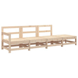 4 Piece Garden Lounge Set Solid Wood Pine - Front View