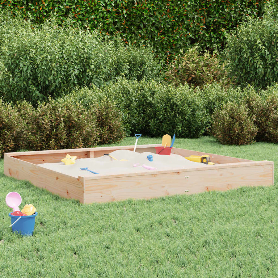 Sandbox With Seats Square Solid Wood Pine