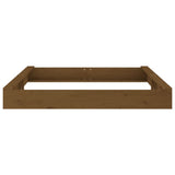 Sandbox with Seats Honey Brown Square Solid Wood Pine - 45-Degree Angle