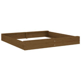 Sandbox with Seats Honey Brown Square Solid Wood Pine - Rear View