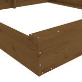 Sandbox with Seats Honey Brown Square Solid Wood Pine - Close-Up Angle