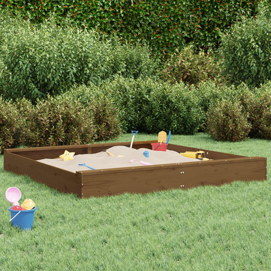 Sandbox With Seats Square Solid Wood Pine