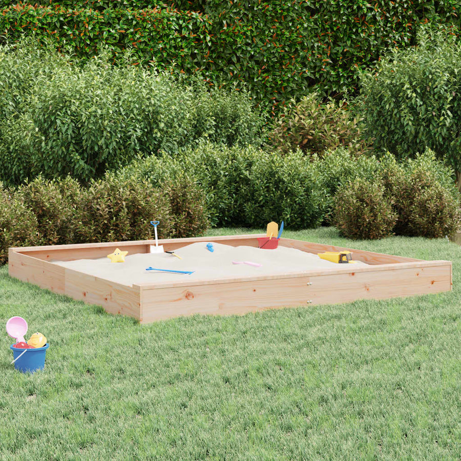Sandbox With Seats Square Solid Wood Pine
