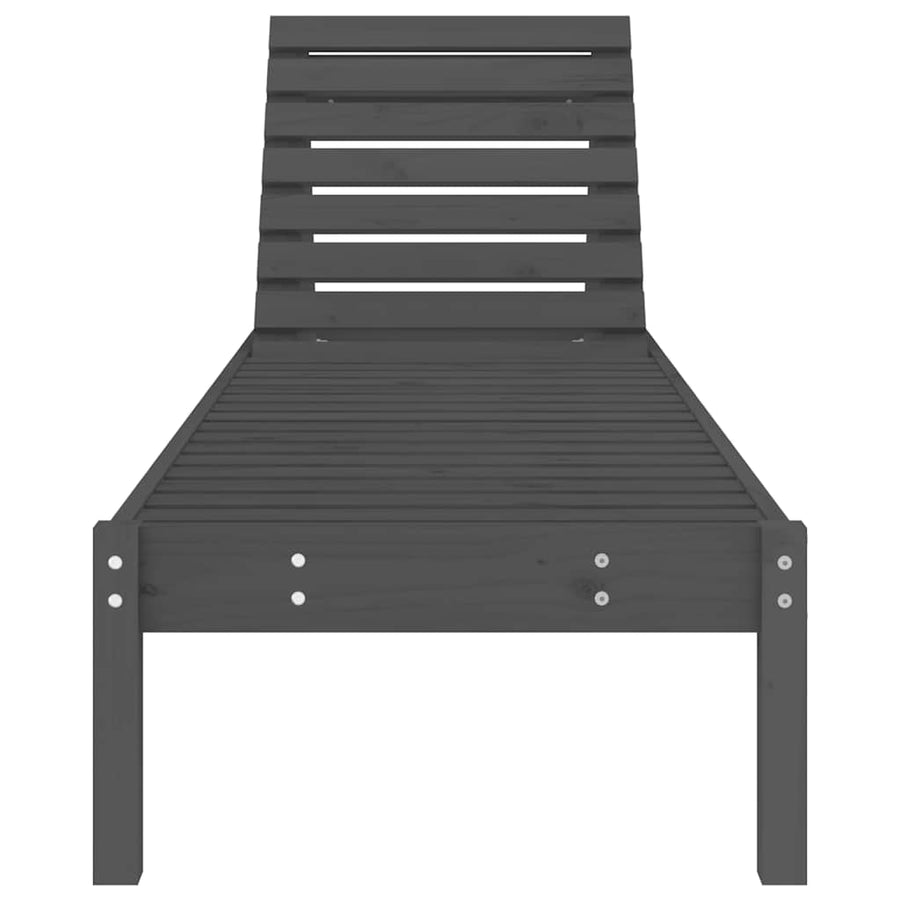 Sun Loungers 2 pcs Grey 199.5x60x74 cm Solid Wood Pine