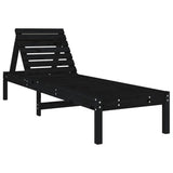 Sun Lounger Black 199.5x60x74 cm Solid Wood Pine - Front View