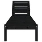 Sun Lounger Black 199.5x60x74 cm Solid Wood Pine