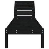 Sun Lounger Black 199.5x60x74 cm Solid Wood Pine - Side View