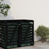 Wheelie Bin Storage Extension Black Solid Wood Pine - Side View
