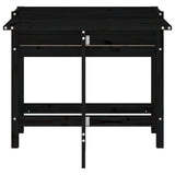 Garden Planter with Folding Tabletop Black Solid Wood Pine - Top-Down View
