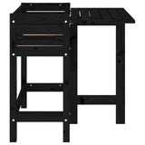 Garden Planter with Folding Tabletop Black Solid Wood Pine - 45-Degree Angle