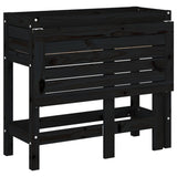 Garden Planter with Folding Tabletop Black Solid Wood Pine - Low Angle