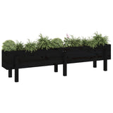 Garden Raised Bed Black 160x30x38 cm Solid Wood Pine - Side View