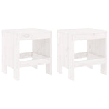 Garden Stools 2 pcs White 40x36x45 cm Solid Wood Pine - Front View