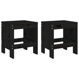 Garden Stools 2 pcs Black 40x36x45 cm Solid Wood Pine - Front View