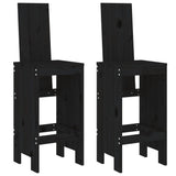 Bar Stools 2 pcs Black 40x42x120 cm Solid Wood Pine - Front View