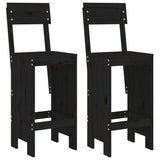 Bar Stools 2 pcs Black 40x48.5x115.5 cm Solid Wood Pine - Front View
