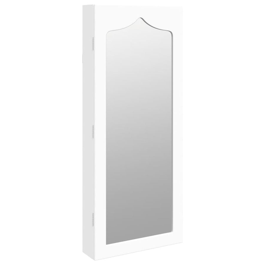 Mirror Jewellery Cabinet Wall Mounted White 37.5x10x90 cm