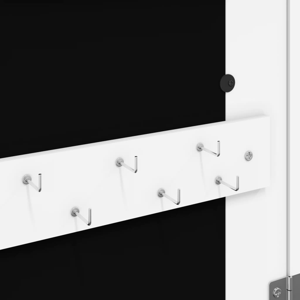 Mirror Jewellery Cabinet Wall Mounted White 37.5x10x90 cm