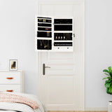 Mirror Jewellery Cabinet with LED Lights Wall Mounted White - Side View