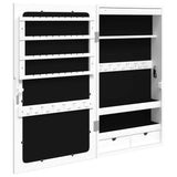 Mirror Jewellery Cabinet with LED Lights Wall Mounted White - Close-Up Angle