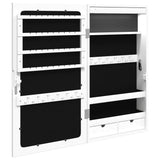 Mirror Jewellery Cabinet with LED Lights Wall Mounted White - Low Angle