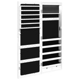 Mirror Jewellery Cabinet with LED Lights Wall Mounted White - Close-Up Angle