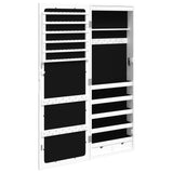 Mirror Jewellery Cabinet with LED Lights Wall Mounted White - Low Angle