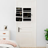 Mirror Jewellery Cabinet with LED Lights Wall Mounted White - Side View