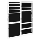Mirror Jewellery Cabinet with LED Lights Wall Mounted White - Low Angle