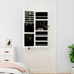 Mirror Jewellery Cabinet with LED Lights Wall Mounted White