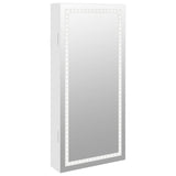 Mirror Jewellery Cabinet with LED Lights Wall Mounted White - Front View