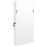 Mirror Jewellery Cabinet with LED Lights Wall Mounted White - Close-Up Angle