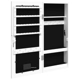 Mirror Jewellery Cabinet with LED Lights Wall Mounted White - Low Angle