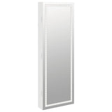Mirror Jewellery Cabinet with LED Lights Wall Mounted White - Front View