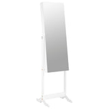 Mirror Jewellery Cabinet Free Standing White 42x38x152 cm - Front View
