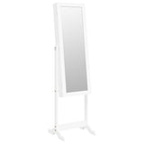 Mirror Jewellery Cabinet with LED Lights Free Standing White - Front View