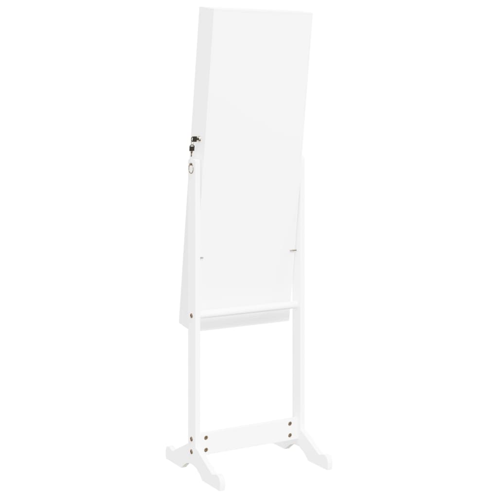 Mirror Jewellery Cabinet with LED Lights Free Standing White