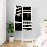 Mirror Jewellery Cabinet with LED Lights Free Standing White - Side View