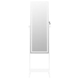 Mirror Jewellery Cabinet with LED Lights Free Standing White - 45-Degree Angle