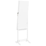 Mirror Jewellery Cabinet with LED Lights Free Standing White
