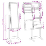 Mirror Jewellery Cabinet with LED Lights Free Standing White - Extra Image